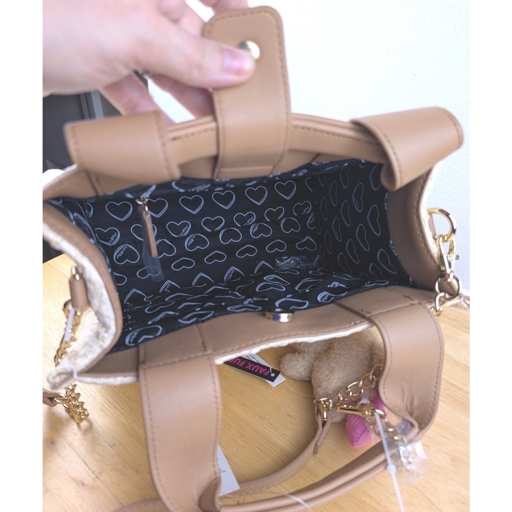 Luv Betsey by Betsey Johnson Straw Strawberry Tote Bag with Teddy Bear Charm NWT - Picture 8 of 12